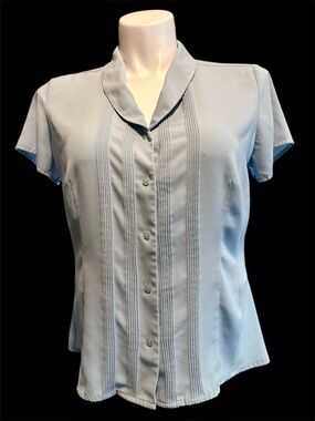 Covington Light Blue Short Sleeve Pintuck Blouse